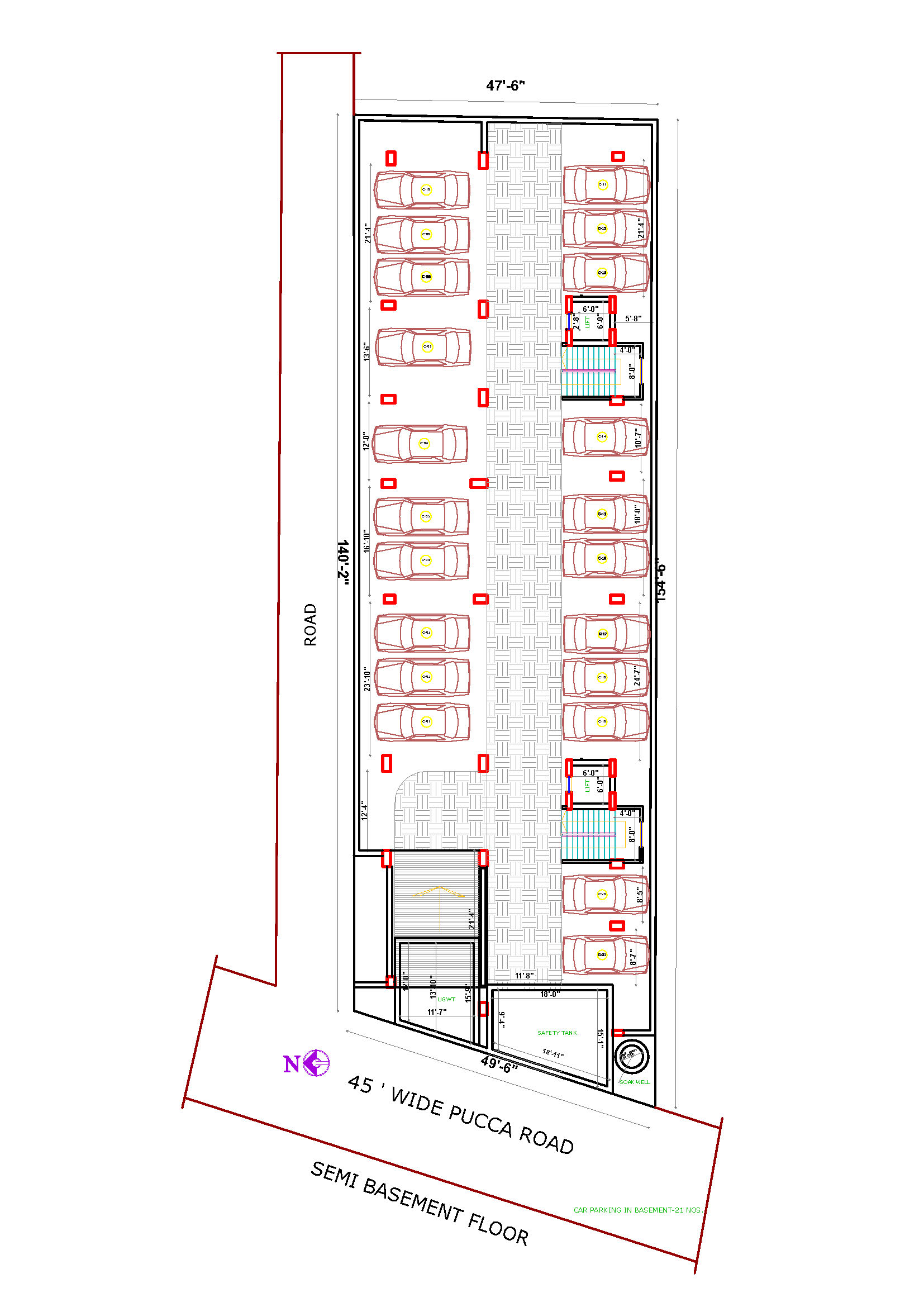 Commercial Building Basement Floor Parking Plan